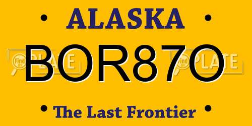 BOR87O Alaska License Plate