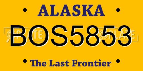 BOS5853 Alaska License Plate