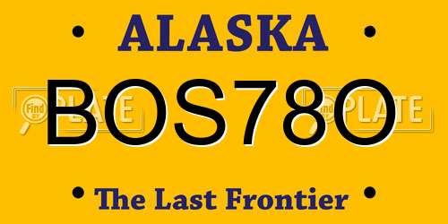 BOS78O Alaska License Plate