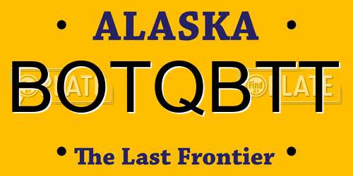 BOTQBTT Alaska License Plate