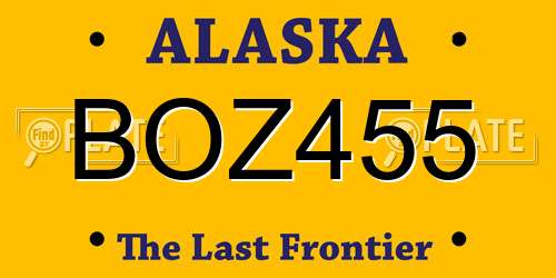 BOZ455 Alaska License Plate