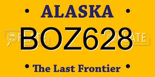 BOZ628 Alaska License Plate