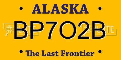 BP7O2B Alaska License Plate