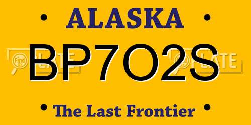 BP7O2S Alaska License Plate