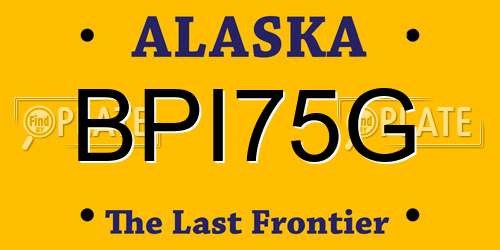 BPI75G Alaska License Plate