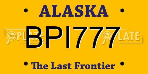 BPI777 Alaska License Plate