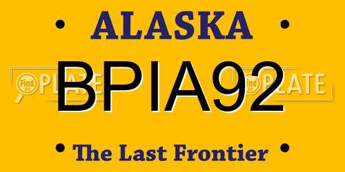 BPIA92 Alaska License Plate