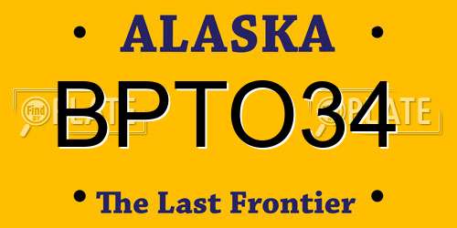 BPTO34 Alaska License Plate