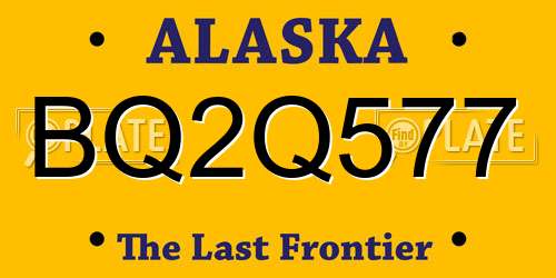 BQ2Q577 Alaska License Plate