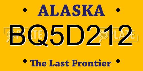 BQ5D212 Alaska License Plate