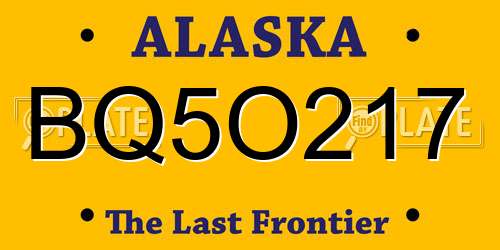 BQ5O217 Alaska License Plate