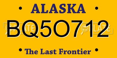 BQ5O712 Alaska License Plate