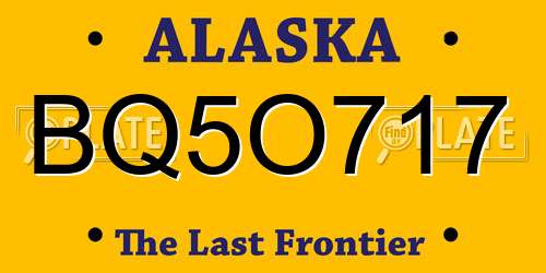 BQ5O717 Alaska License Plate
