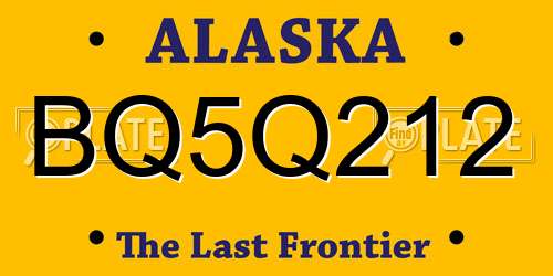 BQ5Q212 Alaska License Plate