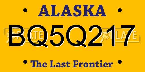 BQ5Q217 Alaska License Plate