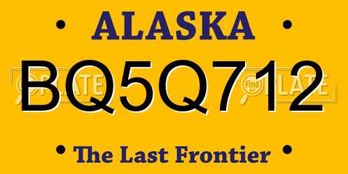 BQ5Q712 Alaska License Plate