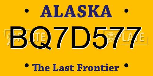 BQ7D577 Alaska License Plate