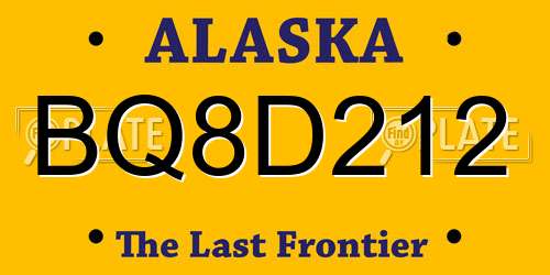 BQ8D212 Alaska License Plate