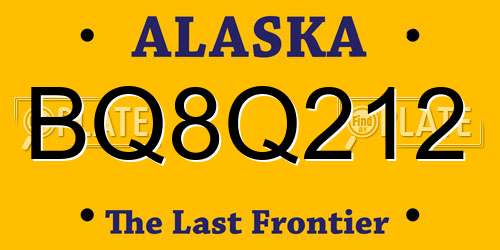 BQ8Q212 Alaska License Plate