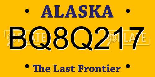 BQ8Q217 Alaska License Plate