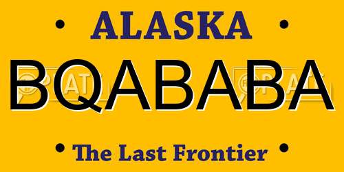 BQABABA Alaska License Plate