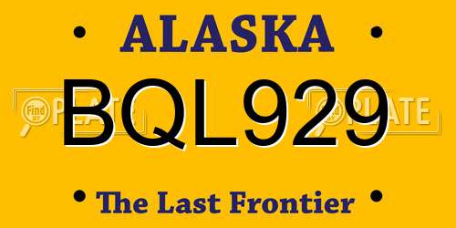 BQL929 Alaska License Plate