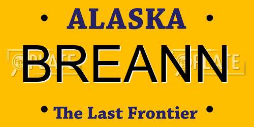 BREANN Alaska License Plate
