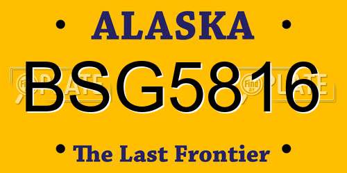 BSG5816 Alaska License Plate