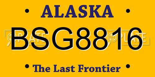 BSG8816 Alaska License Plate
