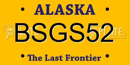 BSGS52 Alaska License Plate