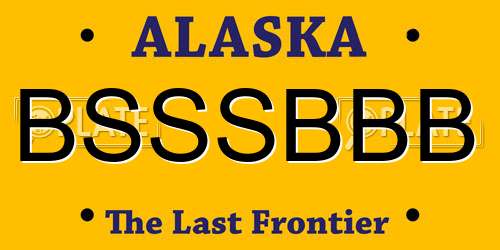 BSSSBBB Alaska License Plate