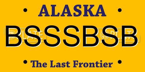 BSSSBSB Alaska License Plate