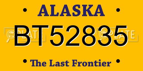 BT52835 Alaska License Plate
