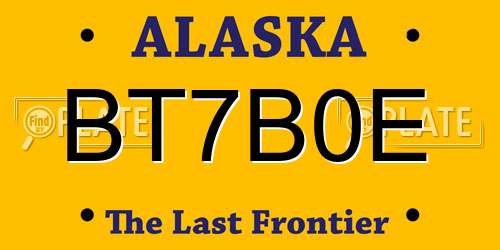 BT7B0E Alaska License Plate