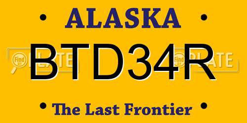 BTD34R Alaska License Plate