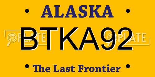 BTKA92 Alaska License Plate