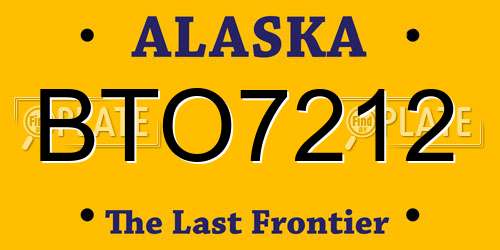 BTO7212 Alaska License Plate