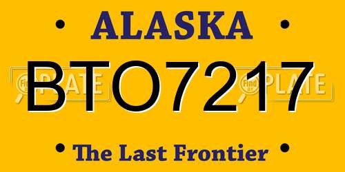 BTO7217 Alaska License Plate