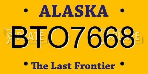 BTO7668 Alaska License Plate