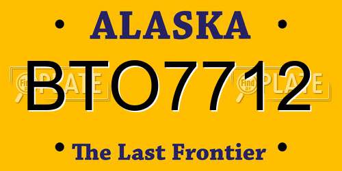 BTO7712 Alaska License Plate
