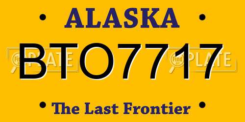BTO7717 Alaska License Plate