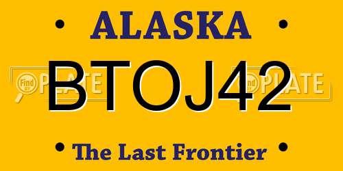 BTOJ42 Alaska License Plate