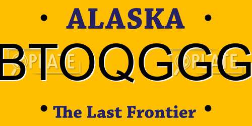 BTOQGGG Alaska License Plate