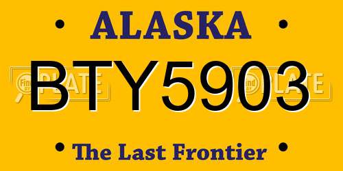 BTY5903 Alaska License Plate