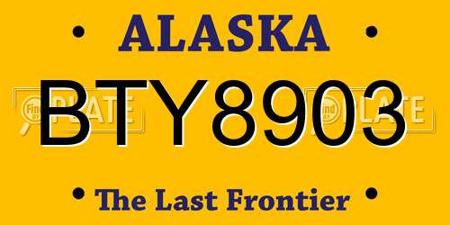 BTY8903 Alaska License Plate