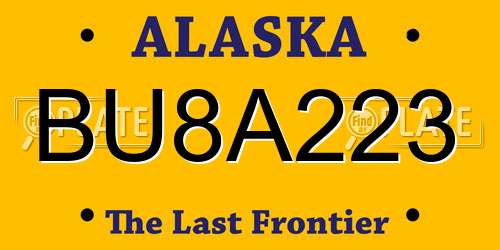 BU8A223 Alaska License Plate