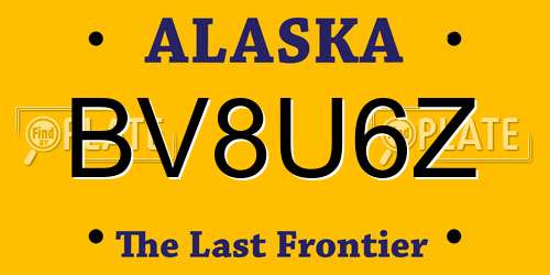 BV8U6Z Alaska License Plate