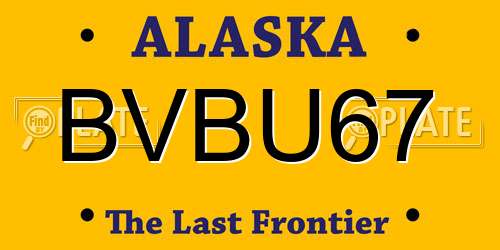 BVBU67 Alaska License Plate