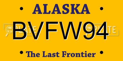 BVFW94 Alaska License Plate