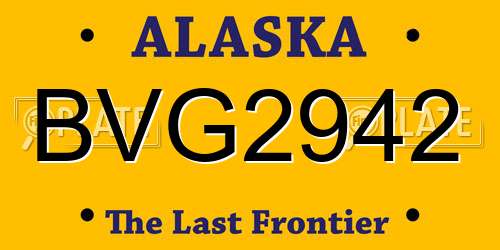 BVG2942 Alaska License Plate